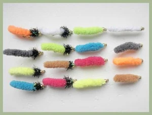 Mop Flies, 16 Mixed Mop Flies both Goldhead & Fritz Collar Size 10 Mixed Colours - Picture 1 of 8