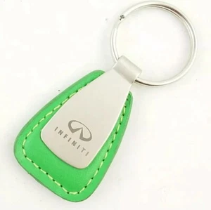 Infinity Green Leather & Chrome Key Chain Key Ring Keychain Key Fob - Picture 1 of 5