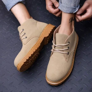 Men's Trendy Shoes All Match Short Boots Round Toe Flat Heel Sneakers Plain Desi - Picture 1 of 17