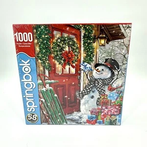 SPRINGBOK NOS Sealed 1000 Piece Jigsaw Puzzle “Delivering Gifts” Snowman 2021 - Picture 1 of 6