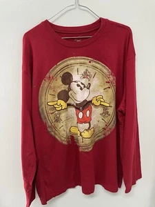 Disney Store Orologio Topolino Grafica Maglia Manica Lunga Rosso XL 0924 - Foto 1 di 5