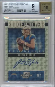 JUSTIN HERBERT 2020 PANINI CONTENDERS OPTIC ROY RC GOLD VINYL AUTO 1/1 BGS 9 10