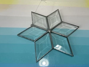 Hecho a mano transparente 6 puntas estrella copo de nieve biselado vidrio atrapasol adorno 6" - Imagen 1 de 3
