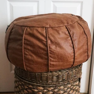 Pouf ecopelle marocchino pouf ottomano copri poggiapiedi sacco a pelo cuscino pavimento boho - Foto 1 di 6