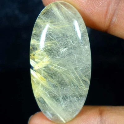 57.55Cts 100% Natural Golden Rutile Quartz Oval Cab Loose Gemstones 21x 43x 07mm - Image 1 of 3
