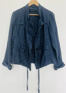 Giacca Nanette Lepore 100% lino taglia 8 doppio colletto destrutturato coulisse boho - Foto 1 di 7
