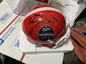 DAN JACKSON SIGNED GEORGIA BULLDOGS NATIONAL CHAMPS UGA MINI HELMET Back To Back - Picture 1 of 7