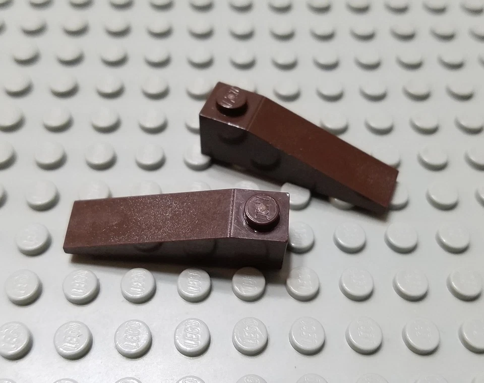 LEGO Lot of 2 Dark Brown 4x1 Slope Pieces - Image 1 of 1