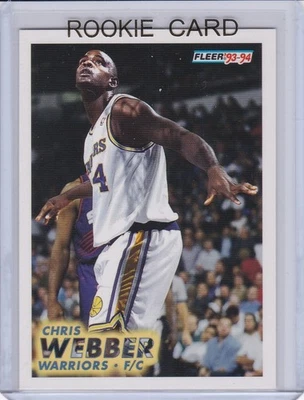 Tarjeta de novato Chris Webber 1993 Fleer NBA RC Golden State Warrior Sacramento Kings Foto 1 de 2
