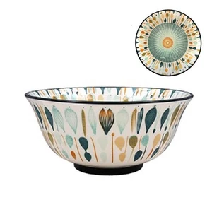 Grüne Suppenschale Keramik Dessertschale rustikal 15 cm orientalisch Sun Burst Vintage - Bild 1 von 2
