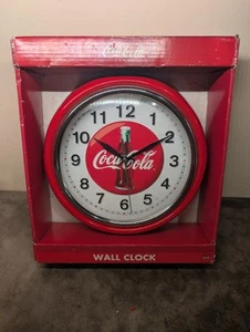 Coca-Cola Metal Battery Operated Hubcap Wall Clock 9.5in New In Box! 90s Vintage - Picture 1 of 4