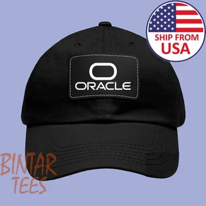 Sombrero de papá negro Oracle Team Racing con parche de cuero - Imagen 1 de 2