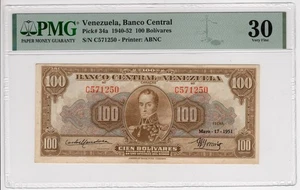 Venezuela Banco de Venezuela 100 Bolivares 17/05/1951 C6 P#34a Very Fine 30 PMG - Picture 1 of 2