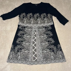 J Jill wearever collection black paisley Pleated Front women's Petite Large - Picture 1 of 11
