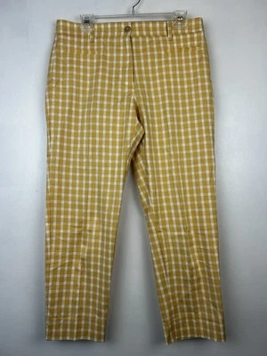 Ann Taylor Pants Womens 8 Yellow Check Gingham Cropped Stretch Preppy Academia - Image 1 of 4
