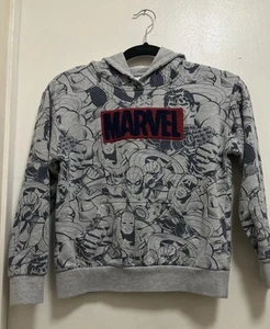 Marvel Superhero Print Appliqué Logo Hoodie Pullover Sweatshirt Boys Sz S - Picture 1 of 5