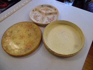 Vintage #5 Hand Painted M JAPAN * CERAMIC CONDIMENT DISH in PAPER MACHE BOX * - Picture 1 of 12