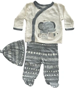 Gerber Neonato set 3 pezzi pantaloni piedi guanti e cappello elefante carino 100% cotone - Foto 1 di 6