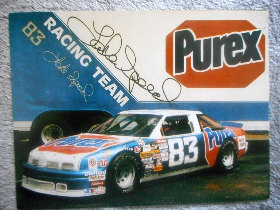 Folleto postal Lake Speed firmado 1992 #83 PUREX Chevy Winston Cup Nascar @6x8 Foto 1 de 3