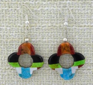 Multi-Stone Inlay Earrings By Santo Domingo Artist Daniel Coriz - Picture 1 of 2