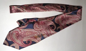 Bill Blass Men's Tie Navy Blue Floral Paisley Necktie Silk Made in Italy - Picture 1 of 3
