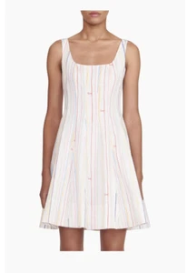 Staud Multi Stripe Logo Wells Dress NWT Sz 4 - Picture 1 of 5