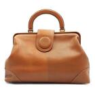 GIVENCHY Life Handbag Logo Embossed Leather Brown women's Used JPN