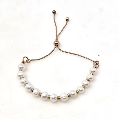 Pulsera Perlas Honora Italia Bronce 6mm Delicadas Perlas Barrocas 8"   Foto 1 de 4