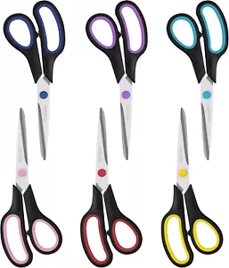 8" All-Purpose Scissors - 6 Pack Comfort-Grip for Office, Desk, Craft, School & - Picture 1 of 8