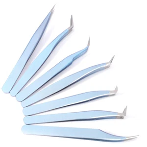 Lash Tweezers For Eyelash Extensions Blue Gradient Stainless Steel Clip - Picture 1 of 33