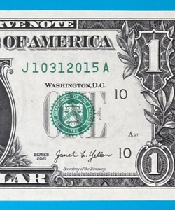 October 31, 2015 : J 10312015 A BIRTHDAY NOTE $1 One Dollar Bill *UNC* 🎂🎁 - Picture 1 of 3