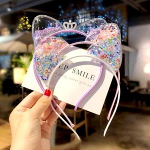 Fasce per orecchie di gatto con paillettes carine - accessori per capelli principessa scintillanti per bambini - Foto 1 di 30