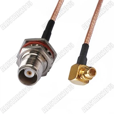 MMCX Male Right Angle to TNC Jack Female bulkhead O-Ring Pigtail Cable RG316 12" - Image 1 of 4