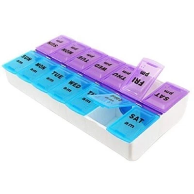 7 Tage Pillendose AM PM wöchentlich klein Reise Pillen Tablettenspender Halter Tag Nacht