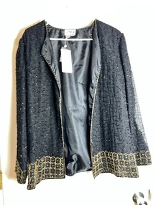 NUEVO CON ETIQUETAS JMD New York Mujer X Grande Negro Cuentas Elegante Blazer Chaqueta XL Formal - Imagen 1 de 10