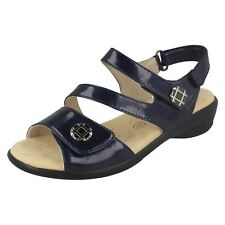 'Ladies Padders' Open Toe Wide Fitting Riptape Strap Sandals - Vienna Navy (Blue) UK 5.5 E