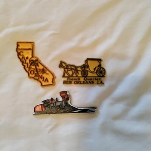 Vtg. lot of 3 Sacramento, CA Shaped Yellow Rubber Magnet + New Orleans + Train - Picture 1 of 5