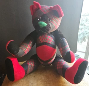 PATCHWORK TEDDY BEAR STUFFED PLUSH. MADE WITH TENDER LOVING CARE BY SALLY WINEY - Picture 1 of 9
