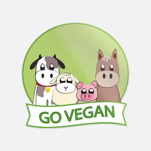 Cartoon Funny Go Vegan Sign Emblem Vinyl Sticker Decal - Picture 1 of 1