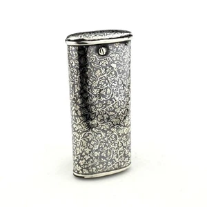 Unusual Antique French Solid Sterling Silver / Niello Vesta Case / Match safe. - Picture 1 of 14