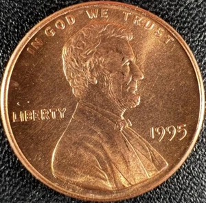 1995 1c Lincoln Memorial Cent Uncirculated Red- Double Die Obverse #2 - Picture 1 of 5