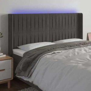 LED Kopfteil Dunkelgrau 183x16x118/128 cm Samt - Bild 1 von 7