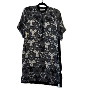 A.L.C. Vestido túnica estampado seda talla mediana manga corta botón delantero - Imagen 1 de 9