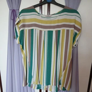 NEXT YELLOW GREEN STRIPE T SHIRT TOP SIZE 16 - Picture 1 of 4