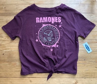 Camiseta Ramones Corbata Frontal Gráfica Banda Borgoña XS Talla 5 NUEVA Antigua Azul Marino Foto 1 de 4