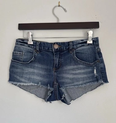 Pantalones Cortos de Jean O'Neill Para Mujer 26 Azul Denim Cortes Desgastados Tiro Bajo Foto 1 de 4