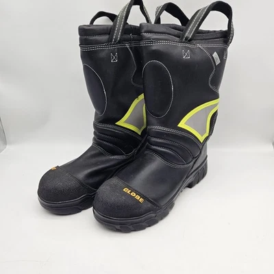 Globe Firefighter Boots Mens Size 13 W Black Yellow Leather NFPA 1971 Vibram USA - Image 1 of 4
