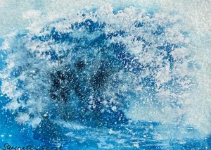 Original Watercolour Wave, Seascape Painting ACEO - Picture 1 of 4