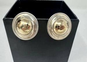 James Avery Hammered Dome 14k & Sterling Silver Earrings - Retired (19.3g) - Picture 1 of 5