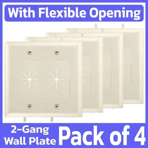 4 Pack 2-Gang Split Wall Plate with Flexible Opening Almond Cable Pass Faceplate - Afbeelding 1 van 3
